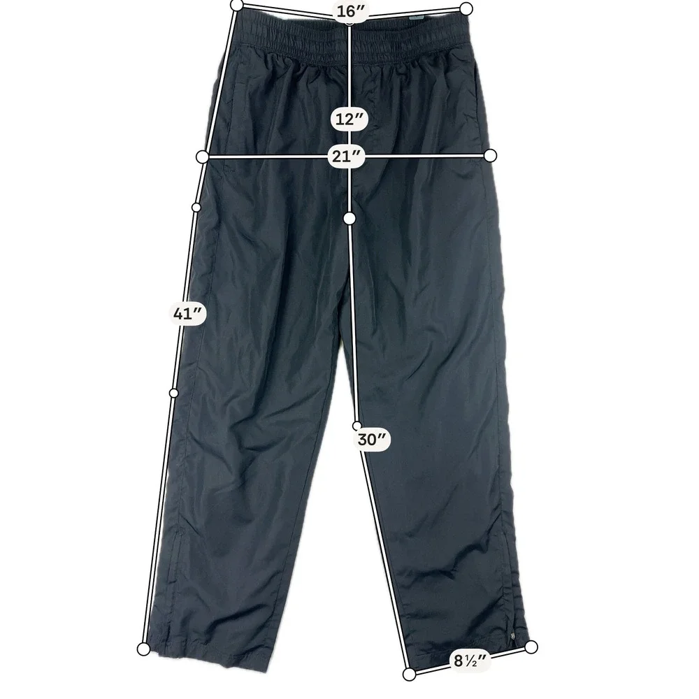 Athletic Works Track Pants Mens M Regular Black Windbreaker Ankle Zip Polyester‎